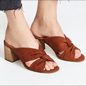 Madewell Sari Suede Twist Strap Block Heel Slide Sandals Size 9 Burnt Orange